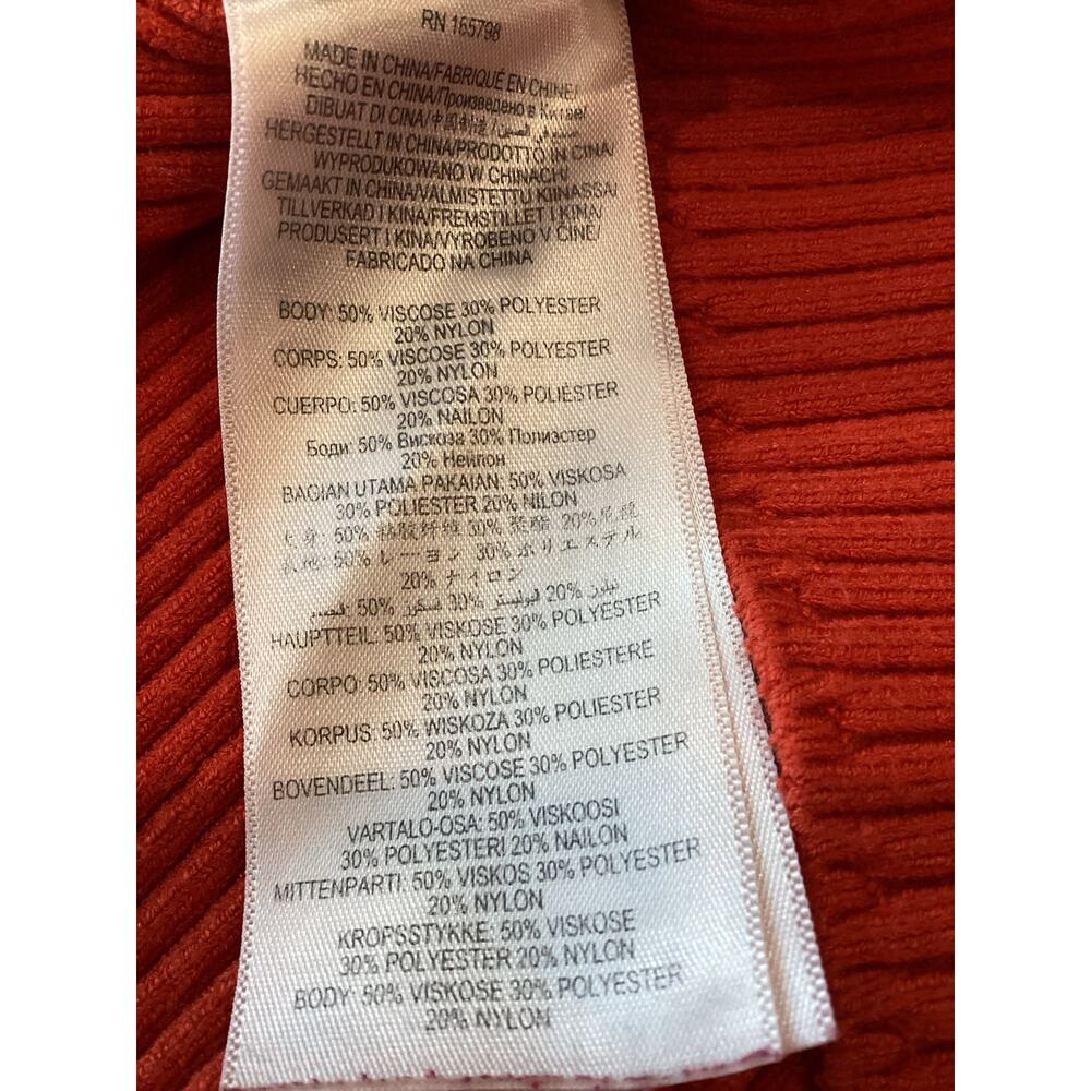 Herve By Herve Leger Orange Ribbed Knit Long Sleeve Cold Shoulder Mini Dress M - Picture 7 of 9